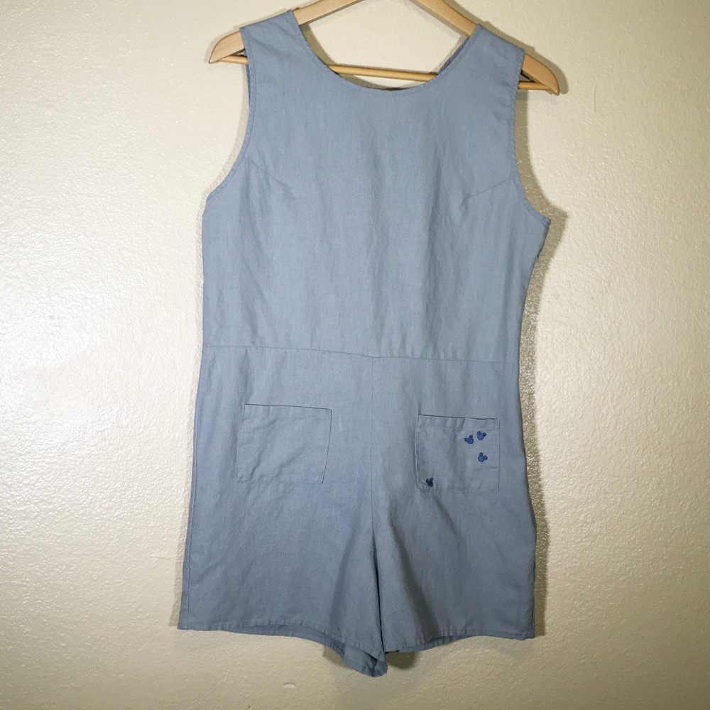 Junk Food Disney Mickey Romper Gray Linen/Cotton M